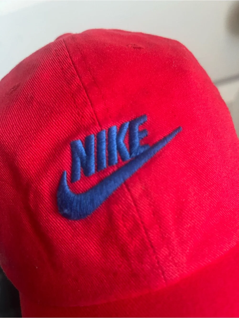 Nike Red Baseball Cap with Blue Logo